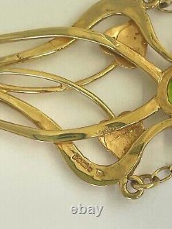 Vintage 9ct gold peridot necklace, earrings Joanna Thomson Celtic Art Nouveau
