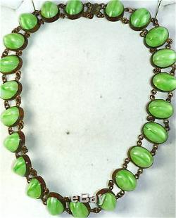 Vintage Antique Green Czech Glass Choker Necklace
