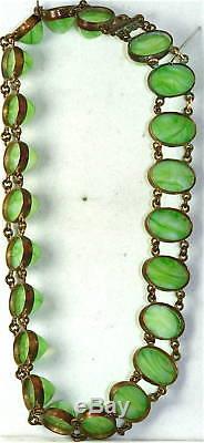 Vintage Antique Green Czech Glass Choker Necklace