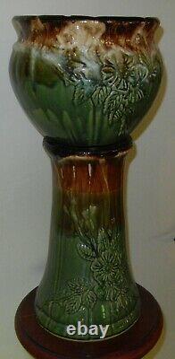 Vintage Antique Roseville Jardeniere with Pedestal / Base Pottery Planter