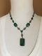 Vintage Art Deco Antique Sterling Silver Chrysoprase Or Green Glass Necklace