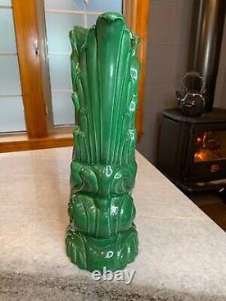 Vintage Art Deco/Nouveau McCoy/Haeger Knockoff Green Pottery/Ceramic Vase 16