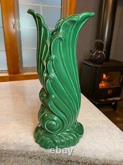 Vintage Art Deco/Nouveau McCoy/Haeger Knockoff Green Pottery/Ceramic Vase 16