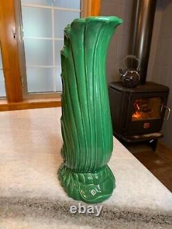 Vintage Art Deco/Nouveau McCoy/Haeger Knockoff Green Pottery/Ceramic Vase 16