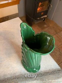 Vintage Art Deco/Nouveau McCoy/Haeger Knockoff Green Pottery/Ceramic Vase 16