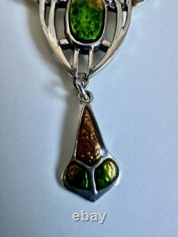 Vintage Art Nouveau Arts & Crafts Sterling Silver Enamel Lavaliere Pendant