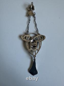Vintage Art Nouveau Arts & Crafts Sterling Silver Enamel Lavaliere Pendant