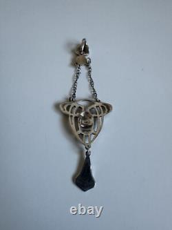 Vintage Art Nouveau Arts & Crafts Sterling Silver Enamel Lavaliere Pendant