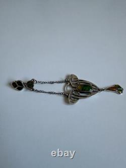 Vintage Art Nouveau Arts & Crafts Sterling Silver Enamel Lavaliere Pendant