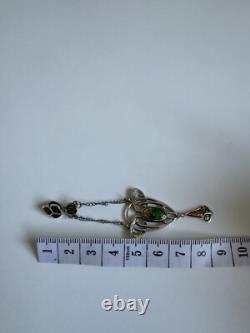 Vintage Art Nouveau Arts & Crafts Sterling Silver Enamel Lavaliere Pendant