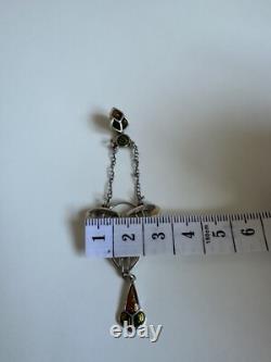 Vintage Art Nouveau Arts & Crafts Sterling Silver Enamel Lavaliere Pendant