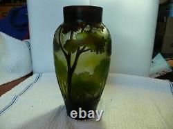 Vintage Art Nouveau Cameo Glass Forest Landscape Vase