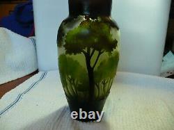 Vintage Art Nouveau Cameo Glass Forest Landscape Vase