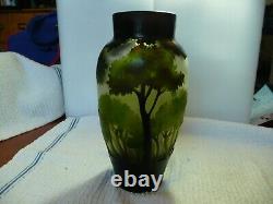 Vintage Art Nouveau Cameo Glass Forest Landscape Vase