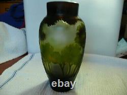 Vintage Art Nouveau Cameo Glass Forest Landscape Vase