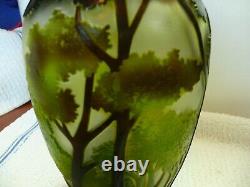 Vintage Art Nouveau Cameo Glass Forest Landscape Vase