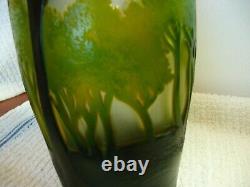 Vintage Art Nouveau Cameo Glass Forest Landscape Vase