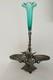 Vintage Art Nouveau Fairy & Angel Figural Metal Epergne Centerpiece Green Glass