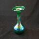Vintage Art Nouveau Glass Green Iridescent Kralik Or Style Of Crooked Neck Vase