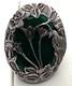 Vintage Art Nouveau Green Chrysoprase Sterling Silver Overlay Floral Brooch