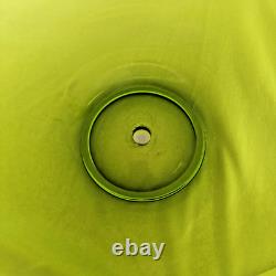 Vintage Art Nouveau Green Glass Pedestal Bowl Loetz Style Metal Base Large 20x12