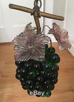 Vintage Art Nouveau Murano Czech Glass Grape Cluster Fruit Figural Chandelier A8