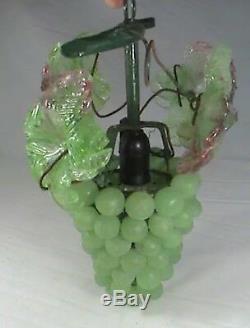 Vintage Art Nouveau Murano Czech Glass Grape Cluster Fruit Figural Chandelier G1
