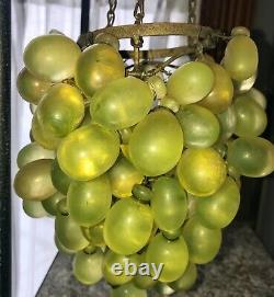 Vintage Art Nouveau Murano  Green Glass Grape Cluster Uranium Chandelier