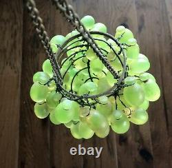 Vintage Art Nouveau Murano  Green Glass Grape Cluster Uranium Chandelier