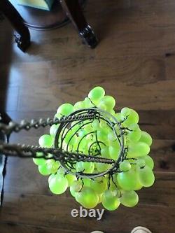 Vintage Art Nouveau Murano  Green Glass Grape Cluster Uranium Chandelier