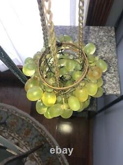 Vintage Art Nouveau Murano  Green Glass Grape Cluster Uranium Chandelier