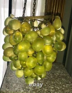 Vintage Art Nouveau Murano  Green Glass Grape Cluster Uranium Chandelier