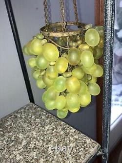 Vintage Art Nouveau Murano  Green Glass Grape Cluster Uranium Chandelier