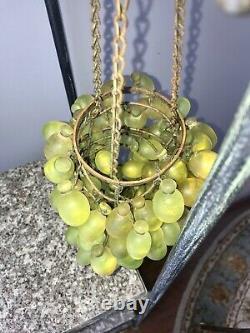 Vintage Art Nouveau Murano  Green Glass Grape Cluster Uranium Chandelier