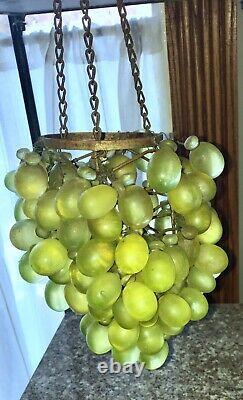 Vintage Art Nouveau Murano  Green Glass Grape Cluster Uranium Chandelier