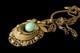 Vintage Art Nouveau Neiger Jade Green Glass Leaf Brass Pendant Necklace
