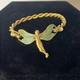 Vintage Art Nouveau Ornate Handmade Green Tinted Brass Twist Band Fairy Bracelet
