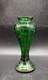 Vintage Art Nouveau Silver Overlay Green Art Glass Bud Vase 6 Bohemian