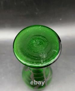 Vintage Art Nouveau Silver Overlay Green Art Glass Bud Vase 6 Bohemian