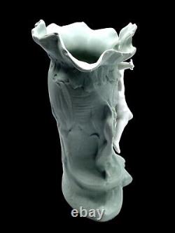 Vintage Art Nouveau Stoneware Vase With 3D Figure Of Woman