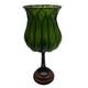 Vintage Art Nouveau Style Green Glass Ribbed Tulip Planter/candle Holder