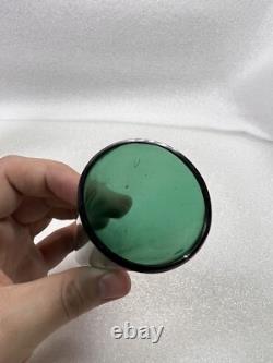 Vintage Art Nouveau William Aitken 1905 Sterling Silver Green Art Glass Vase Set