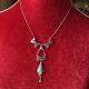 Vintage Artisan Handmade Enamel Sterling Silver Necklace Pendant Art Nouveau