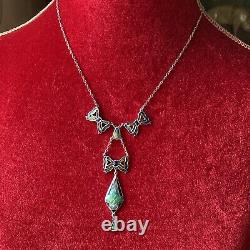 Vintage Artisan handmade enamel sterling silver necklace pendant Art Nouveau