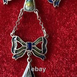 Vintage Artisan handmade enamel sterling silver necklace pendant Art Nouveau