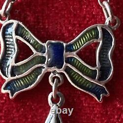 Vintage Artisan handmade enamel sterling silver necklace pendant Art Nouveau