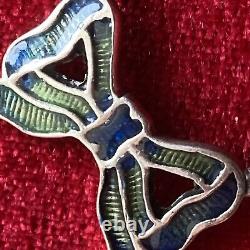 Vintage Artisan handmade enamel sterling silver necklace pendant Art Nouveau