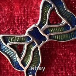 Vintage Artisan handmade enamel sterling silver necklace pendant Art Nouveau