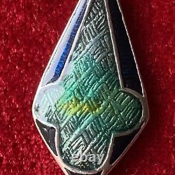 Vintage Artisan handmade enamel sterling silver necklace pendant Art Nouveau