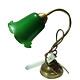 Vintage Brass Lamp Green Glass Bankers Tulip Art Nouveau Desk Light